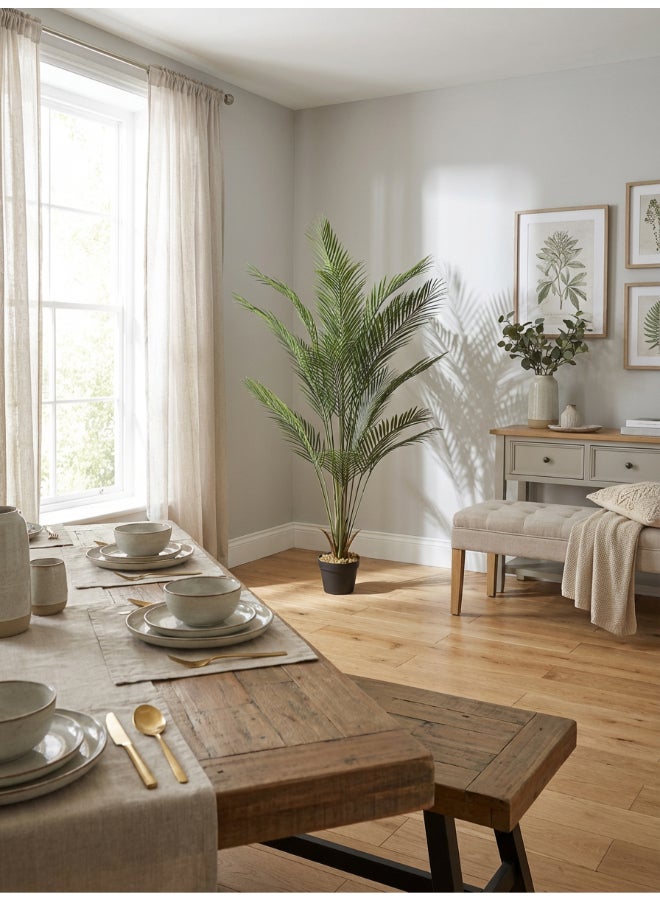 Noon East Palm 150cm (5 ft) Tall Artificial Tree with Pot | Floor Plant with Lifelike Design & Texture - Green | Decorative Natural Texture Tree for Home, Living Room, Study & Office spaces - Image 3