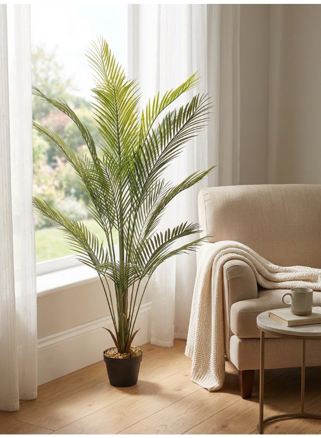 Palm 150cm (5 ft) Tall Artificial Tree with Pot | Floor Plant with Lifelike Design & Texture - Green | Decorative Natural Texture Tree for Home, Living Room, Study & Office spaces