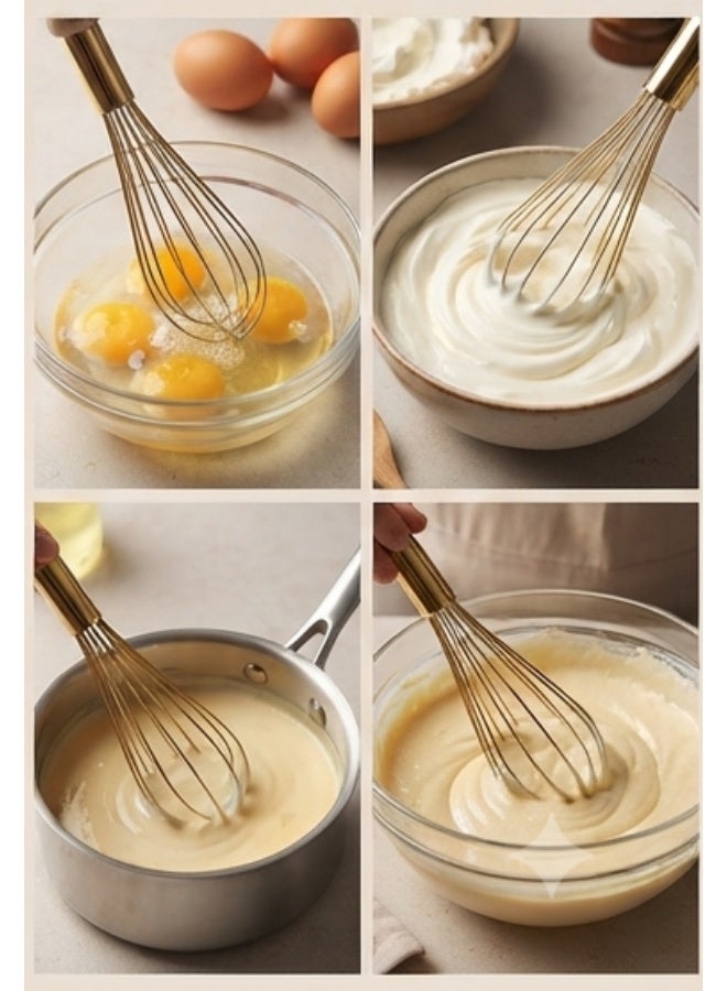 Premium Stainless Steel Manual Egg Whisk with Ergonomic Wooden Handle – Multi-Purpose Hand Whisk for Eggs, Cream, Sauces, Baking & Everyday Kitchen Mixing - Image 4
