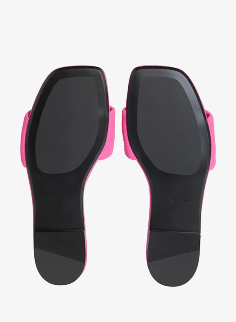 Calvin Klein Pink Yarrow Amira - Canvas Square Toe Flat Sandals for Women | Best Price UAE