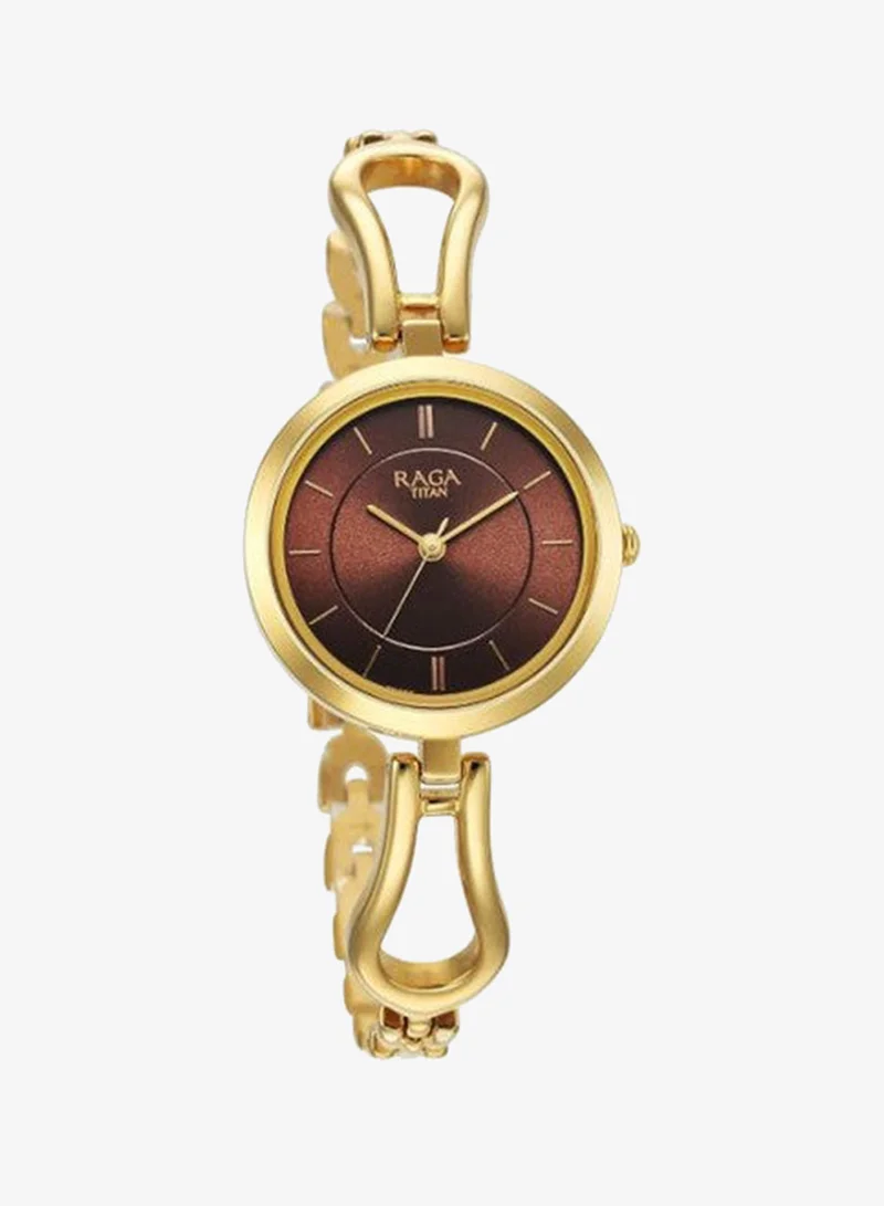 TITAN Titan Raga Quartz Analog Brown Dial Golden Metal Strap Watch for Women - NT2727YM01