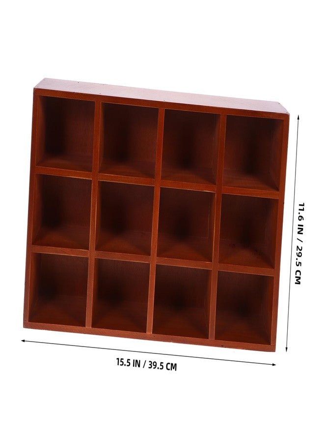 PRETYZOOM Rustic Floating Shelf 12-Compartment Wall Storage Rack 15.5 Inch Wooden Cubby Display Organizer for Home Kitchen Small Item Storage and Decor - Image 5