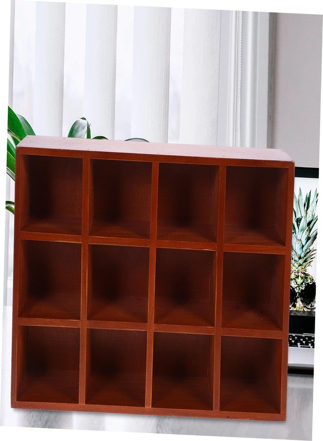 PRETYZOOM Rustic Floating Shelf 12-Compartment Wall Storage Rack 15.5 Inch Wooden Cubby Display Organizer for Home Kitchen Small Item Storage and Decor - Image 2