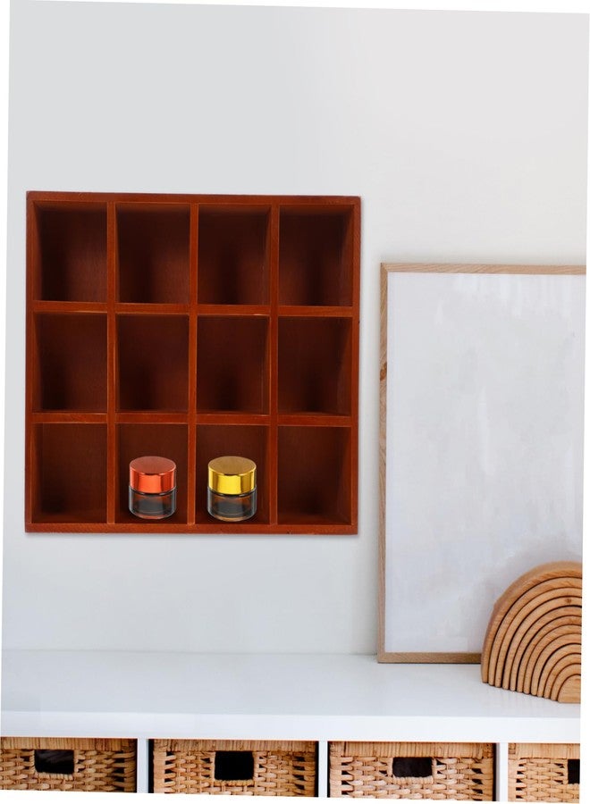 PRETYZOOM Rustic Floating Shelf 12-Compartment Wall Storage Rack 15.5 Inch Wooden Cubby Display Organizer for Home Kitchen Small Item Storage and Decor - Image 4