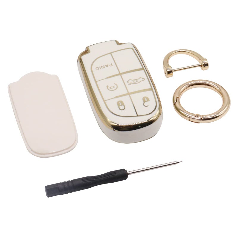 Elegananccy for Jeep Key Fob Cover, Soft Full Protection Key Case Shell Compatible with Jeep Smart Key 3 4 5 Buttons Protector (White) - Image 3