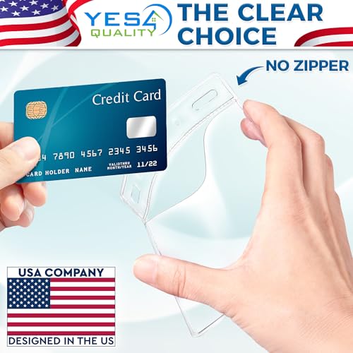Yes4Quality - Horizontal Card Holder - 4x3 Inch, 100 Pack - Clear Name Badge Protector for ID Tags - Heavy-Duty No Zipper Nametag Badges - Quick Load for Easy Card Insert - Image 4