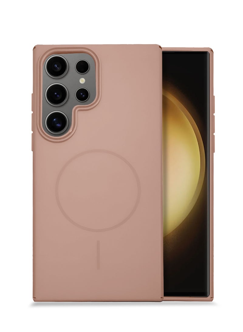 Wtech Samsung Galaxy S23 Ultra 5G 2023 Syndee Series Premium Liquid Silicone Compatible With Thin Magsafe Ring Case Cover (MCMPMN) - Rose Gold - Image 1