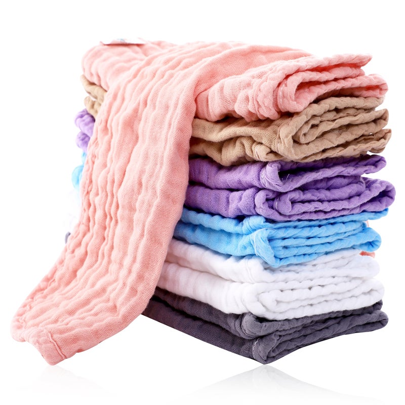 Cute Castle 12 Pack Muslin Burp Cloths for Baby UltraSoft 100 Cotton Baby Washcloths Large 20 by 10 Super Absorbent Milk Spit Up Rags Burpy Cloths for Unisex Boy Girl Multicolor