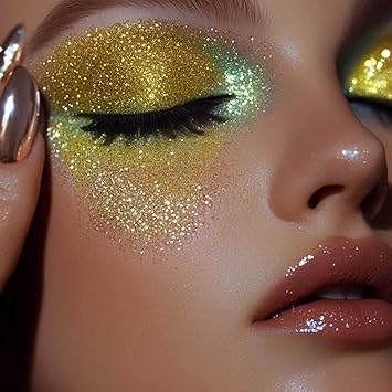 Stargazer Gel Glitter Yellow Sparkling Glitter for your face body with fine nib applicator - Image 2