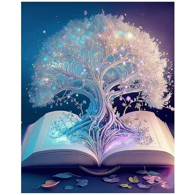 VATTU Drill 5D DIY Rhinestone Painting Landscape Daimond Embroidery Painting Full Drill Diamond Dots for Gift Wall Decor and Relaxation Gem Arts Book Tree