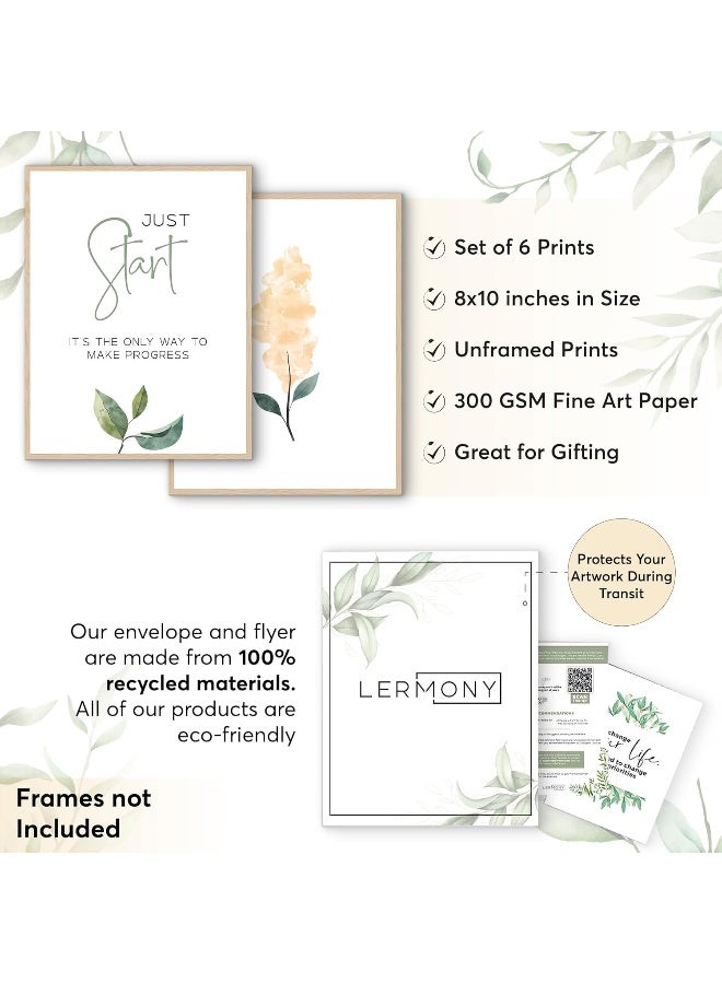 Lermony - Office decor for women - Inspirational Wall Art for Office - Sage Green Wall Decor - Boho Bathroom Decor - Pictures for Bedroom Wall Decor - Motivational Wall Art (Set of 6, 8x10 In) - Image 4