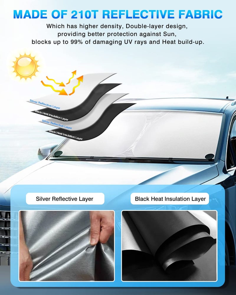 KUST Windshield Sun Shade for Audi A6 Accessories 2019-2024 2025 Window Shade Sun Visor Cover Foldable Blocks UV Rays Keep Your Car Cooler - Image 4