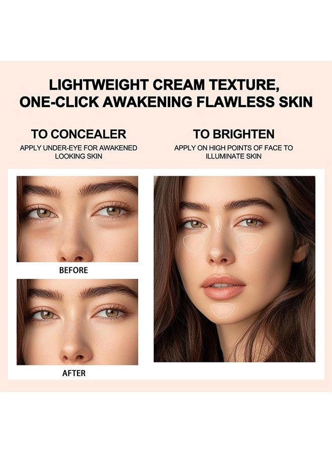 lakerain Awakening Concealer Click Pen,Pressed Concealer, Under Eye Concealer, Under-eye Brightener & Primer Dark Circles ,Highly Pigmented and Water-Resistant, Eye Colour Corrector, brush concealer #1 Ivory Glow - Image 5