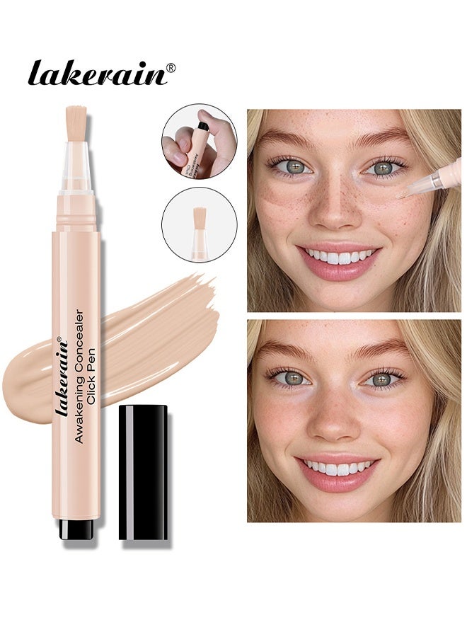lakerain Awakening Concealer Click Pen,Pressed Concealer, Under Eye Concealer, Under-eye Brightener & Primer Dark Circles ,Highly Pigmented and Water-Resistant, Eye Colour Corrector, brush concealer #1 Ivory Glow - Image 1
