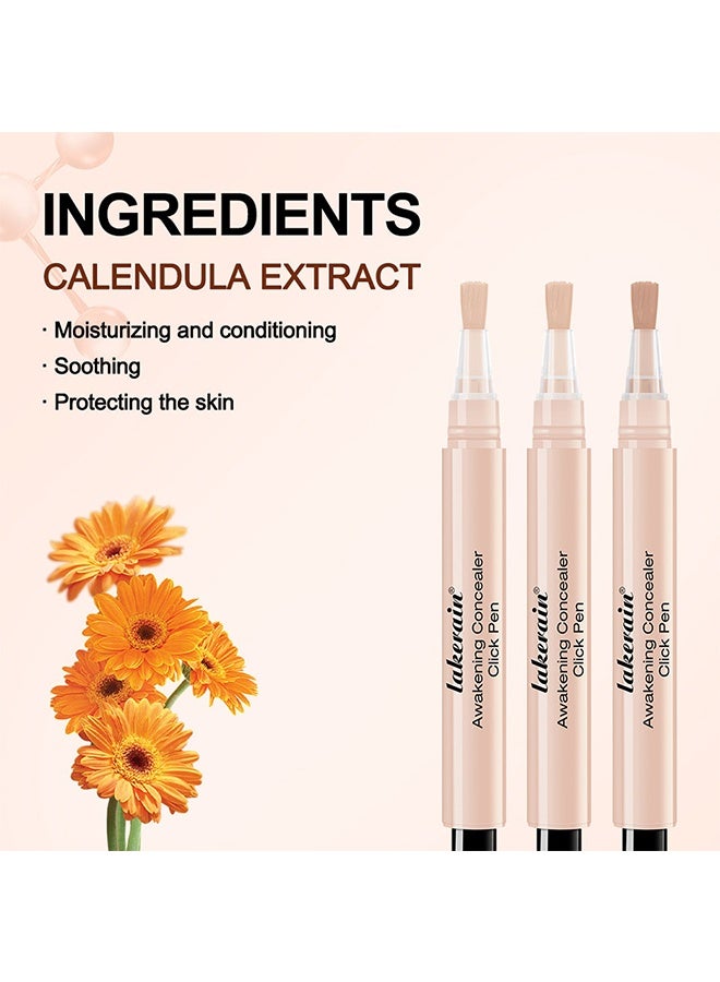 lakerain Awakening Concealer Click Pen,Pressed Concealer, Under Eye Concealer, Under-eye Brightener & Primer Dark Circles ,Highly Pigmented and Water-Resistant, Eye Colour Corrector, brush concealer #1 Ivory Glow - Image 4