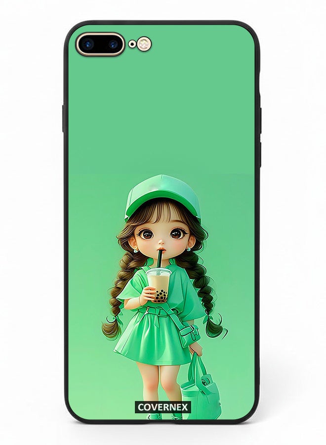 Covernex Apple iPhone 8 Plus Protective Case Cover Printed Featuring Boba Girl Chibi Style Fashion - Image 2