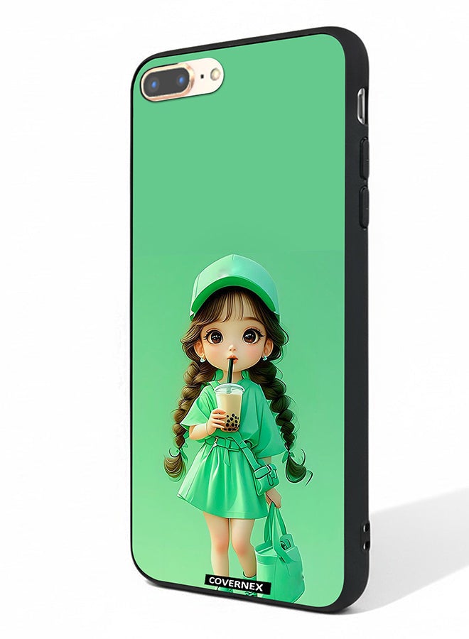 Covernex Apple iPhone 8 Plus Protective Case Cover Printed Featuring Boba Girl Chibi Style Fashion - Image 1