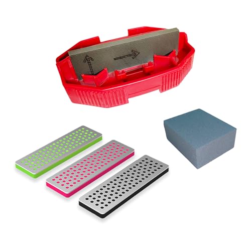 IGOSKI Snowboard Ski Edge Bevel Tuning ski wax kit，snowboard tool，ski edge sharpener tuner Side Ski Angle Tool & Diamonds & Gummi Stone (Tool+Diamonds + Gummi Stone) (Red) - Image 1