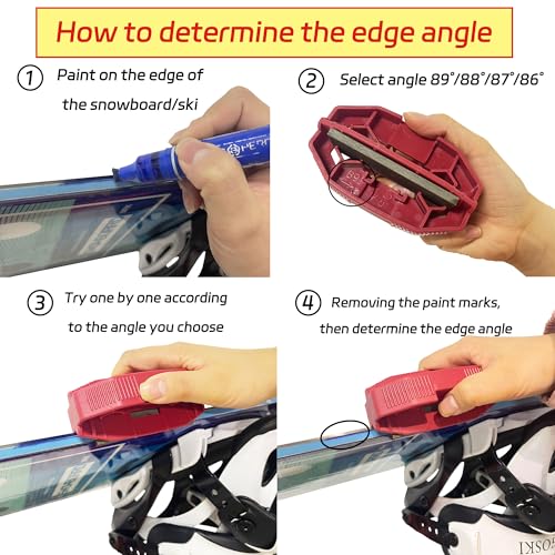 IGOSKI Snowboard Ski Edge Bevel Tuning ski wax kit，snowboard tool，ski edge sharpener tuner Side Ski Angle Tool & Diamonds & Gummi Stone (Tool+Diamonds + Gummi Stone) (Red) - Image 4
