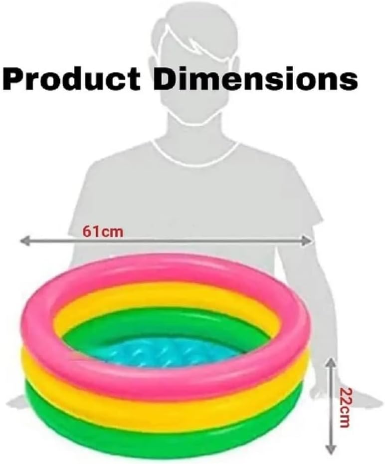 LONGMIRE Baby Pool Bath Tub for 1-3 Years 2 Feet Round Pool 34" x 10" Sunset Glow Soft Inflatable Baby/Kids | Indoor & Outdoor Swimming Pool for Kids | Multi-Colour - Image 2