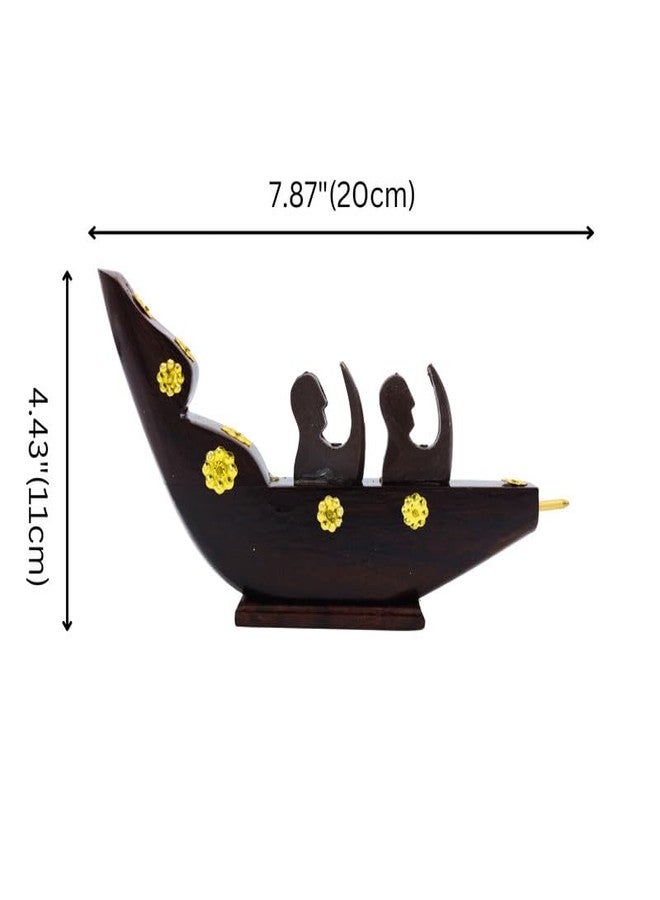 NATRIEL Kerala Traditional Wooden Race Boat Snake Boat (Chundan Vallam) Decorative Miniature Showpiece Wood Brown Rovers (Brown, 2 Men) - Image 5