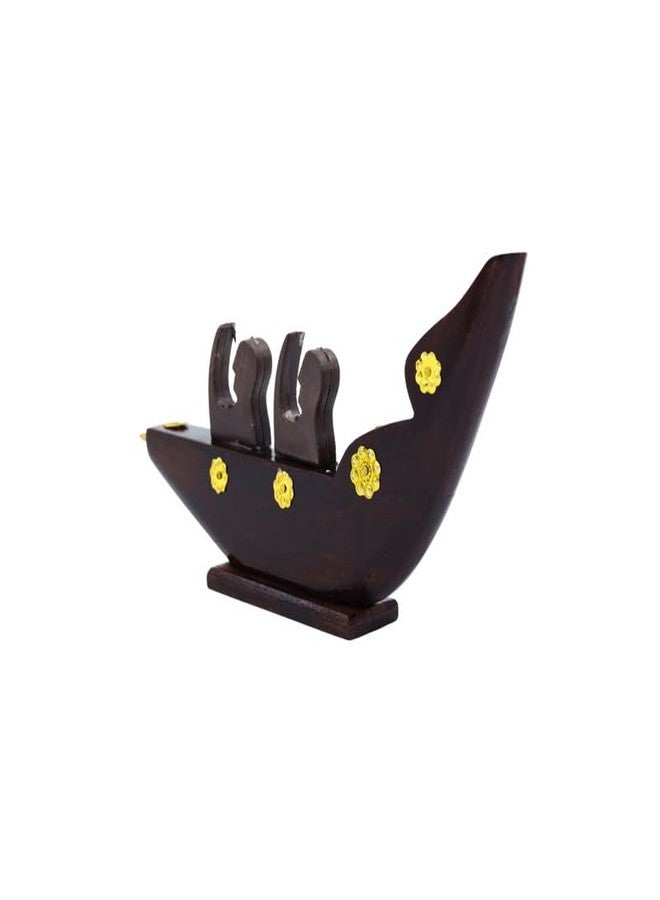 NATRIEL Kerala Traditional Wooden Race Boat Snake Boat (Chundan Vallam) Decorative Miniature Showpiece Wood Brown Rovers (Brown, 2 Men) - Image 2