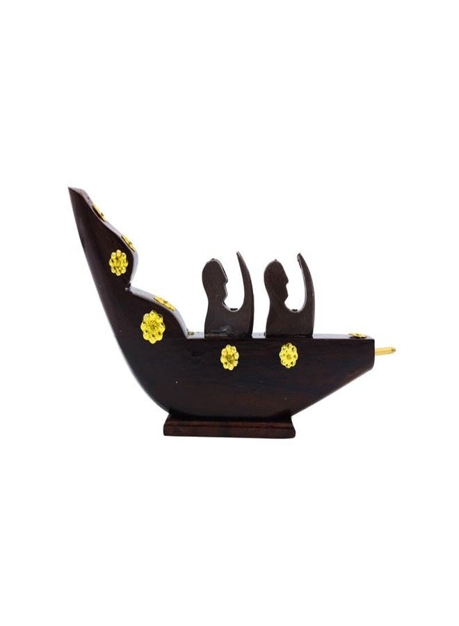 NATRIEL Kerala Traditional Wooden Race Boat Snake Boat (Chundan Vallam) Decorative Miniature Showpiece Wood Brown Rovers (Brown, 2 Men) - Image 1