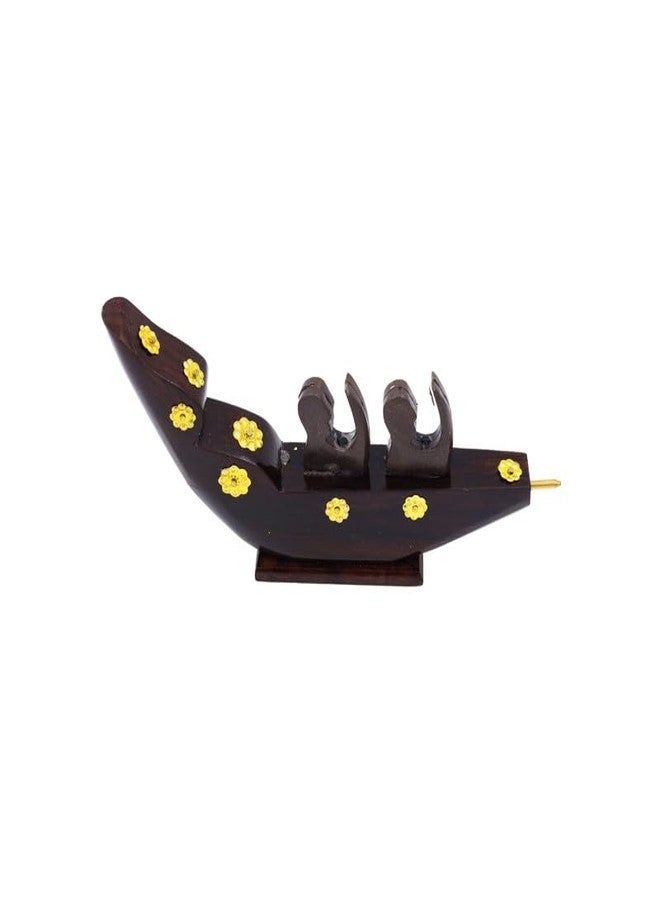 NATRIEL Kerala Traditional Wooden Race Boat Snake Boat (Chundan Vallam) Decorative Miniature Showpiece Wood Brown Rovers (Brown, 2 Men) - Image 3