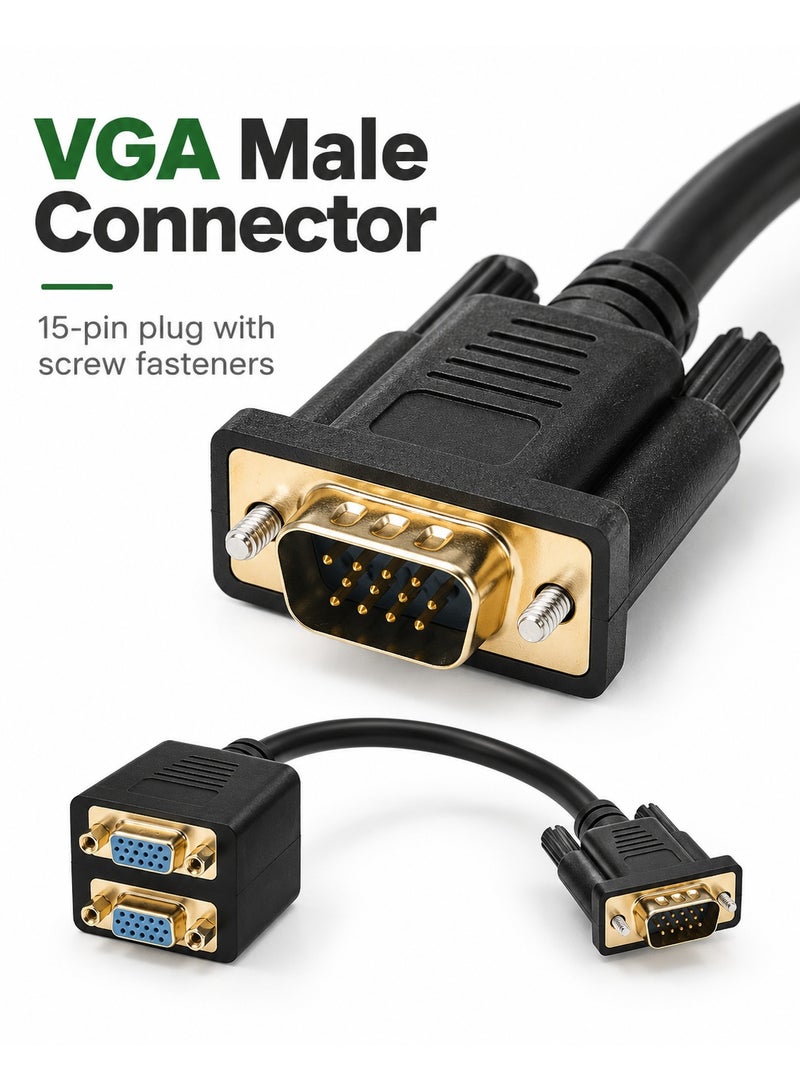 FUjishka VGA Splitter Cable 1Input 2Output 1080P Double Monitor Adapter 25cm Cable for PC Laptop Projectors LCD TVs Box Displays - Image 4