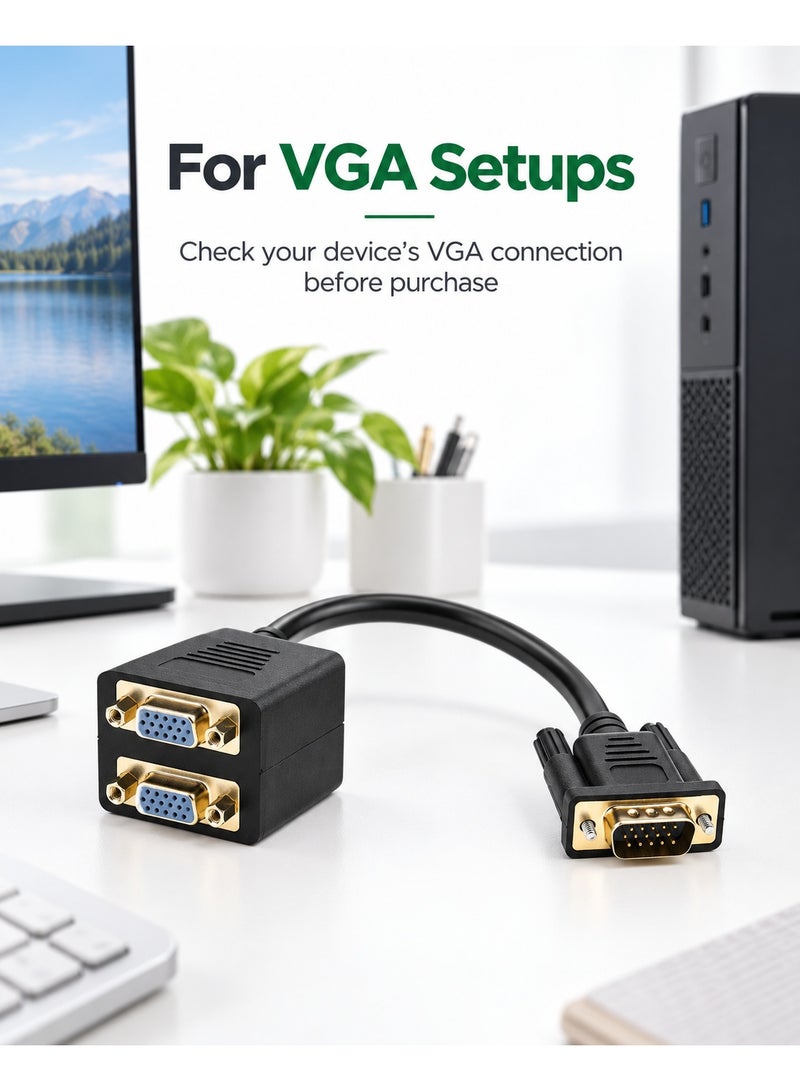 FUjishka VGA Splitter Cable 1Input 2Output 1080P Double Monitor Adapter 25cm Cable for PC Laptop Projectors LCD TVs Box Displays - Image 5