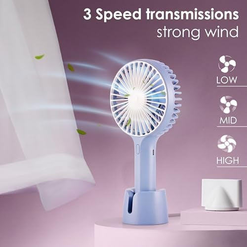 Gesto Portable Fan Rechargeable – USB Charging Hand Fan with 1200mAh Battery & 3 Speed Modes | Mini Fan, Small Fan, Handheld Fan – Ideal for Travel, Makeup, Kitchen | Women’s Personal Pankhaa - Blue - Image 2