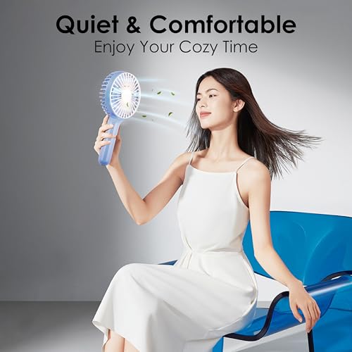 Gesto Portable Fan Rechargeable – USB Charging Hand Fan with 1200mAh Battery & 3 Speed Modes | Mini Fan, Small Fan, Handheld Fan – Ideal for Travel, Makeup, Kitchen | Women’s Personal Pankhaa - Blue - Image 4