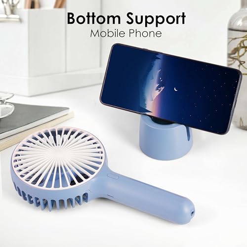 Gesto Portable Fan Rechargeable – USB Charging Hand Fan with 1200mAh Battery & 3 Speed Modes | Mini Fan, Small Fan, Handheld Fan – Ideal for Travel, Makeup, Kitchen | Women’s Personal Pankhaa - Blue - Image 5
