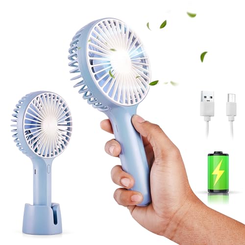 Gesto Portable Fan Rechargeable – USB Charging Hand Fan with 1200mAh Battery & 3 Speed Modes | Mini Fan, Small Fan, Handheld Fan – Ideal for Travel, Makeup, Kitchen | Women’s Personal Pankhaa - Blue - Image 1