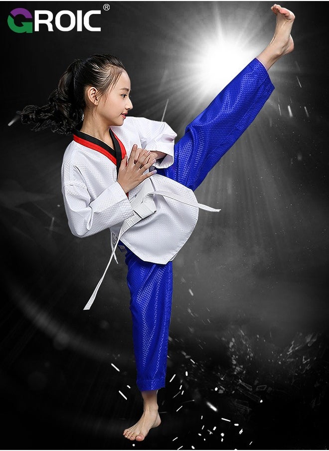 GROIC - Taekwondo Suit, Karate Uniform Brazilian BJJ Gi Jiu Jitsu Gi for Kids, Gi Uniform Durable Pant & Jacket, Sports Training Clothes Parts, Lightweight Student Karate Gi Martial Arts Uniform with Belt - Image 1