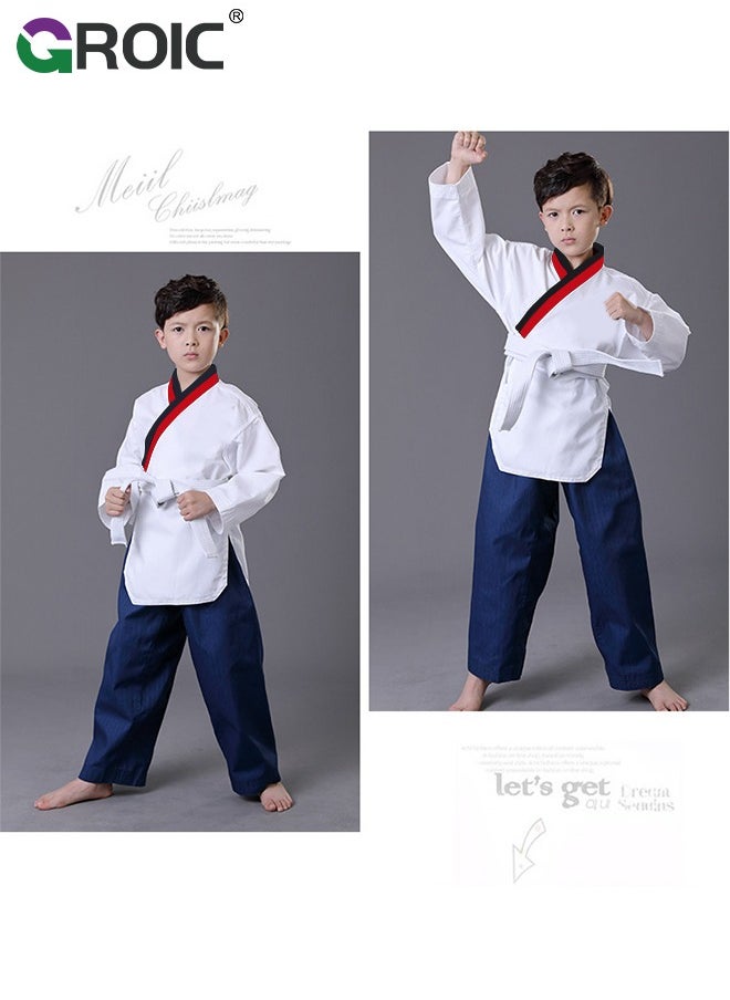 GROIC - Taekwondo Suit, Karate Uniform Brazilian BJJ Gi Jiu Jitsu Gi for Kids, Gi Uniform Durable Pant & Jacket, Sports Training Clothes Parts, Lightweight Student Karate Gi Martial Arts Uniform with Belt - Image 1