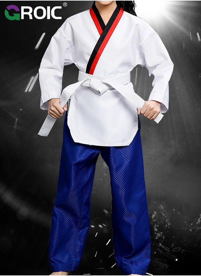 GROIC - Taekwondo Suit, Karate Uniform Brazilian BJJ Gi Jiu Jitsu Gi for Kids, Gi Uniform Durable Pant & Jacket, Sports Training Clothes Parts, Lightweight Student Karate Gi Martial Arts Uniform with Belt - Image 1
