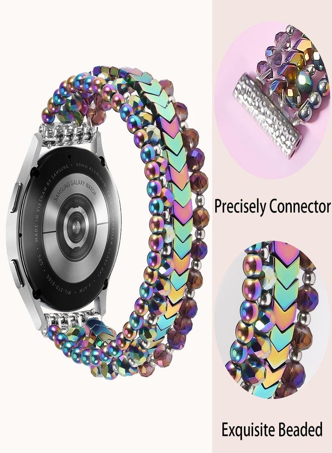 VISOOM Beaded Boho Bracelet Compatible for Samsung Galaxy Watch 8/7/6/5/4 40/44mm Bands/Active 2 Watch 4 Classic 42mm Band Women, 20mm Handmade Elastic Crystal Beads Bracelet for Galaxy Watch 5 pro - Image 5