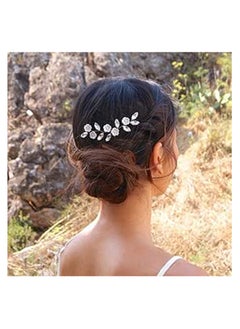 Generic Bride Wedding Hair Pins Crystal Hair Pieces Flower Hair Accessories 2 Pcs (Silver)  - Image 1