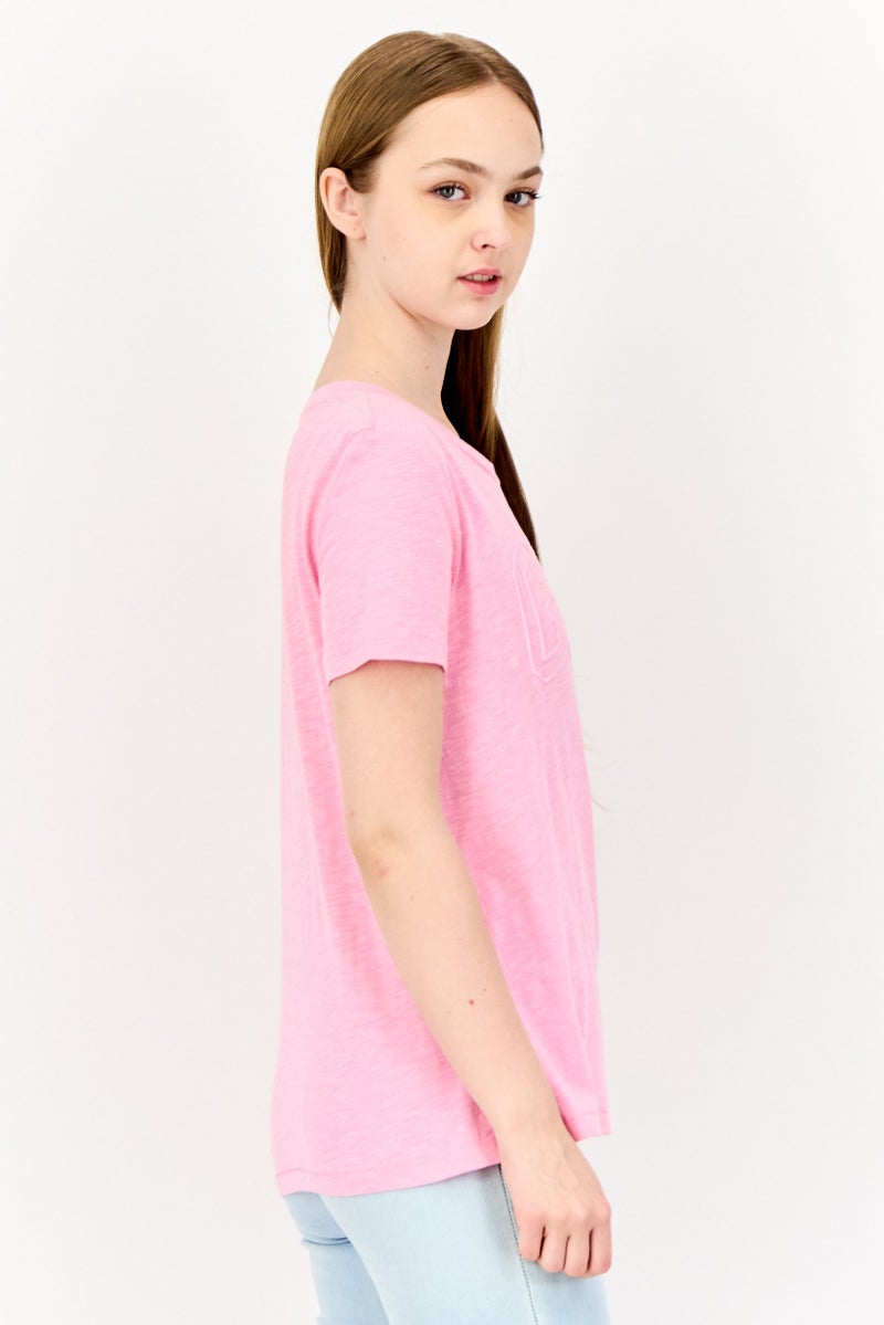 GAP Women Crew Neck Short Sleeves Brand Logo T-Shirt, Pink - Image 2