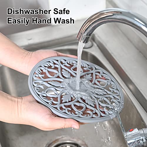 Nstezrne Silicone Trivets Mats for Hot Pots and Pans, Multi Purpose Trivets Mat -Heat Resistant Silicone Trivet Intricately Carved Hot Pads Set of 6 (F: Style 1-White) - Image 5