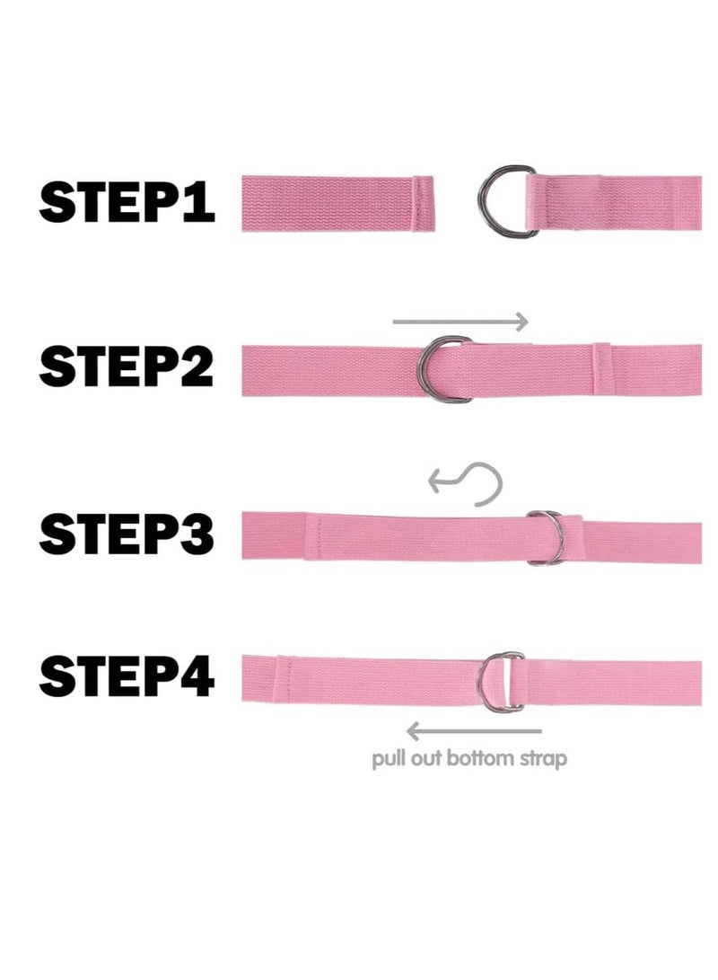 إي سي في في حزام يوغا رياضي ممتاز قابل للتمدد مع حلقة معدنية قابلة للتعديل على شكل حرف D لممارسة اليوغا والبيلاتس والعلاج الطبيعي والرقص وتمارين الصالة الرياضية والتمارين الرياضية والتمدد - Image 3