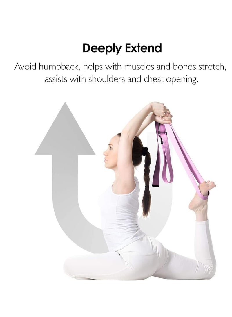 إي سي في في حزام يوغا رياضي ممتاز قابل للتمدد مع حلقة معدنية قابلة للتعديل على شكل حرف D لممارسة اليوغا والبيلاتس والعلاج الطبيعي والرقص وتمارين الصالة الرياضية والتمارين الرياضية والتمدد - Image 4