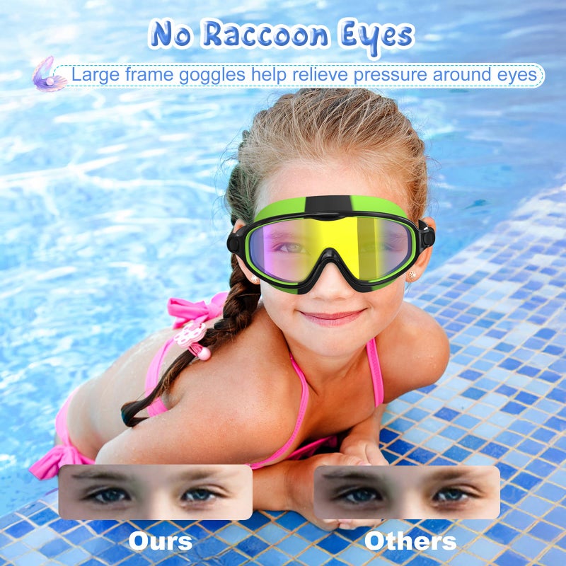 VegoVia Kids Swim Goggles 6-14 2 Pack, Swimming Goggles for Kids 8-14, Anti-Fog UV Protection for Toddler Youth Teens Boys Girls 8-12,180Â°Wide View No Leak for Pool Beach Open Water - Image 5