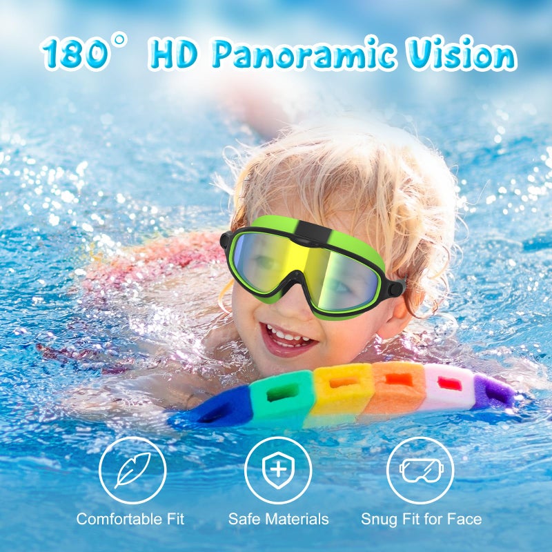VegoVia Kids Swim Goggles 6-14 2 Pack, Swimming Goggles for Kids 8-14, Anti-Fog UV Protection for Toddler Youth Teens Boys Girls 8-12,180Â°Wide View No Leak for Pool Beach Open Water - Image 2