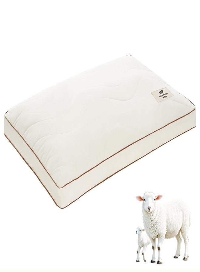 YOUR MOON Soft Wool Pillow Standard Size, Support Soft Bed Pillows for Sleeping, Premium Australian Wool Filling with 100% Cotton Cover, Down Alternative Pillows (Off White) - Image 1