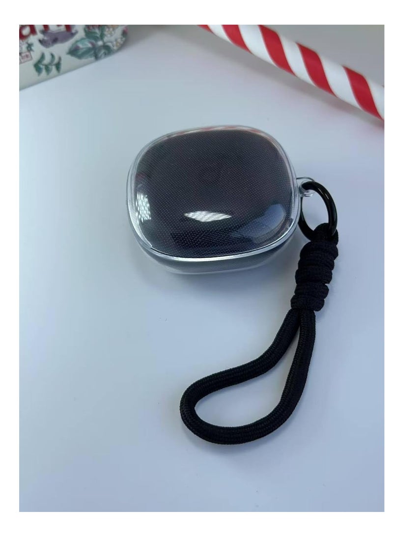 Clear Silicone Case for Soundcore by Anker R50i Case With Rope,Cover, Protective Skin by Anker R50i Headphones Headset (Clear with Rope) (EARBUDS NOT INCLUDED) (Black Black) - Image 1