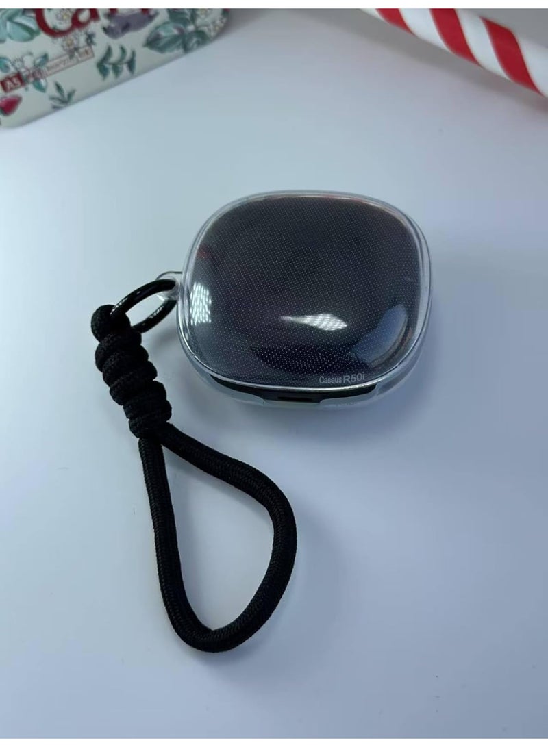 Clear Silicone Case for Soundcore by Anker R50i Case With Rope,Cover, Protective Skin by Anker R50i Headphones Headset (Clear with Rope) (EARBUDS NOT INCLUDED) (Black Black) - Image 3