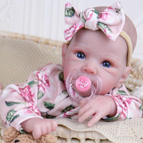 EKOKIZ 20 Inch Realistic Reborn Baby Doll Girl Lifelike Baby Dolls Soft Cloth Body Silicone Limbs Newborn Doll with Floral Outfit Accessories Gift Box for Kids 3 Collectors - Image 1