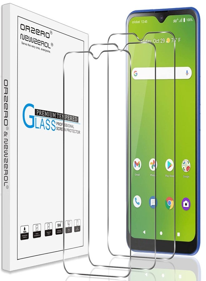 Orzero (3 Pack) Tempered Glass Screen Protector Compatible for Cricket Dream 5G, AT&T Radiant Max 5G (6.82 inch) Protector De Pantalla 2.5D Arc Edges 9 Hardness HD Bubble-Free - Image 1